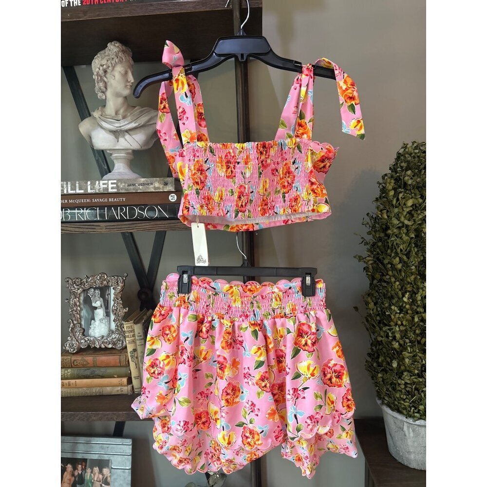 Agua Bendita Rhea Top and Skirt Pink Blossom Womens Size Large - Picture 9 of 12